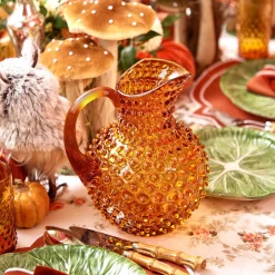 Amber Hobnail Jug And Glasses (Set Of 6)|Mrs. Alice Discount