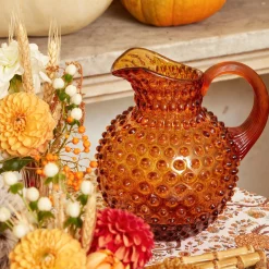 Amber Hobnail Jug And Glasses (Set Of 6)|Mrs. Alice Discount