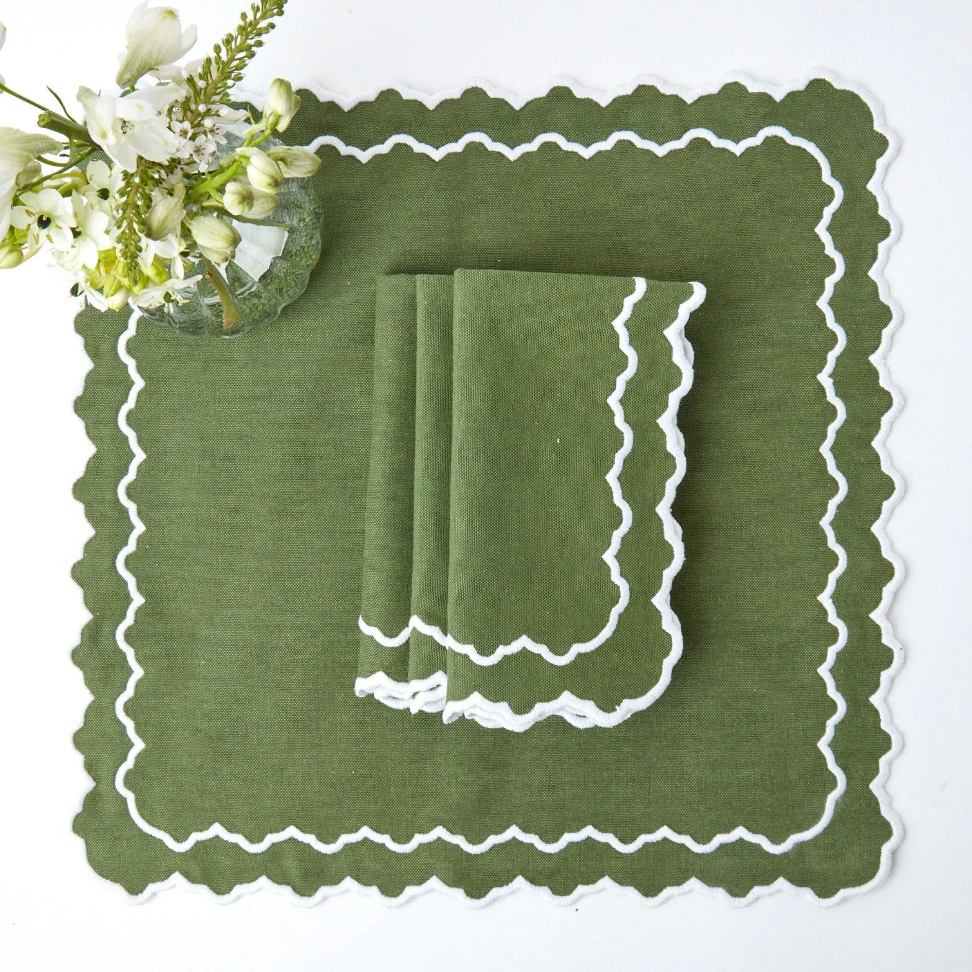 Beatrice Forest Green Napkins (Set Of 4)|Mrs. Alice Clearance