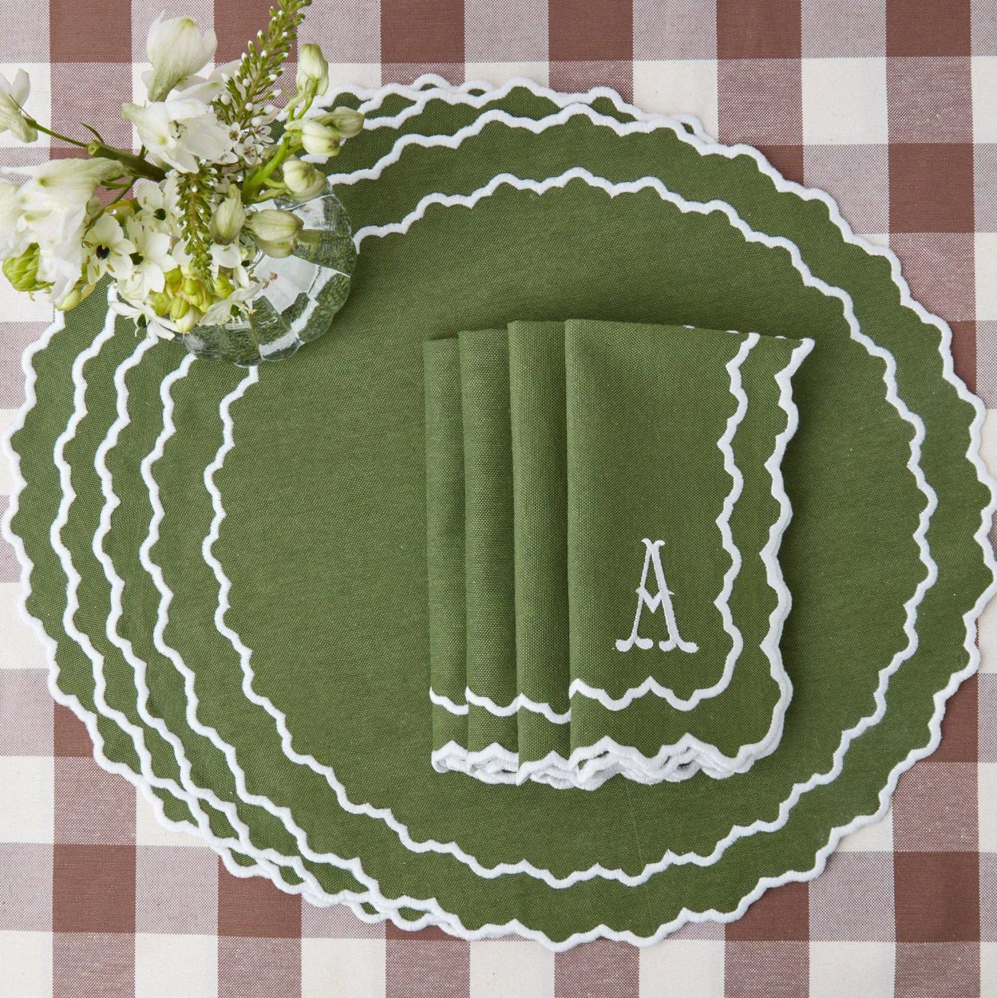 Beatrice Forest Green Napkins (Set Of 4)|Mrs. Alice Clearance