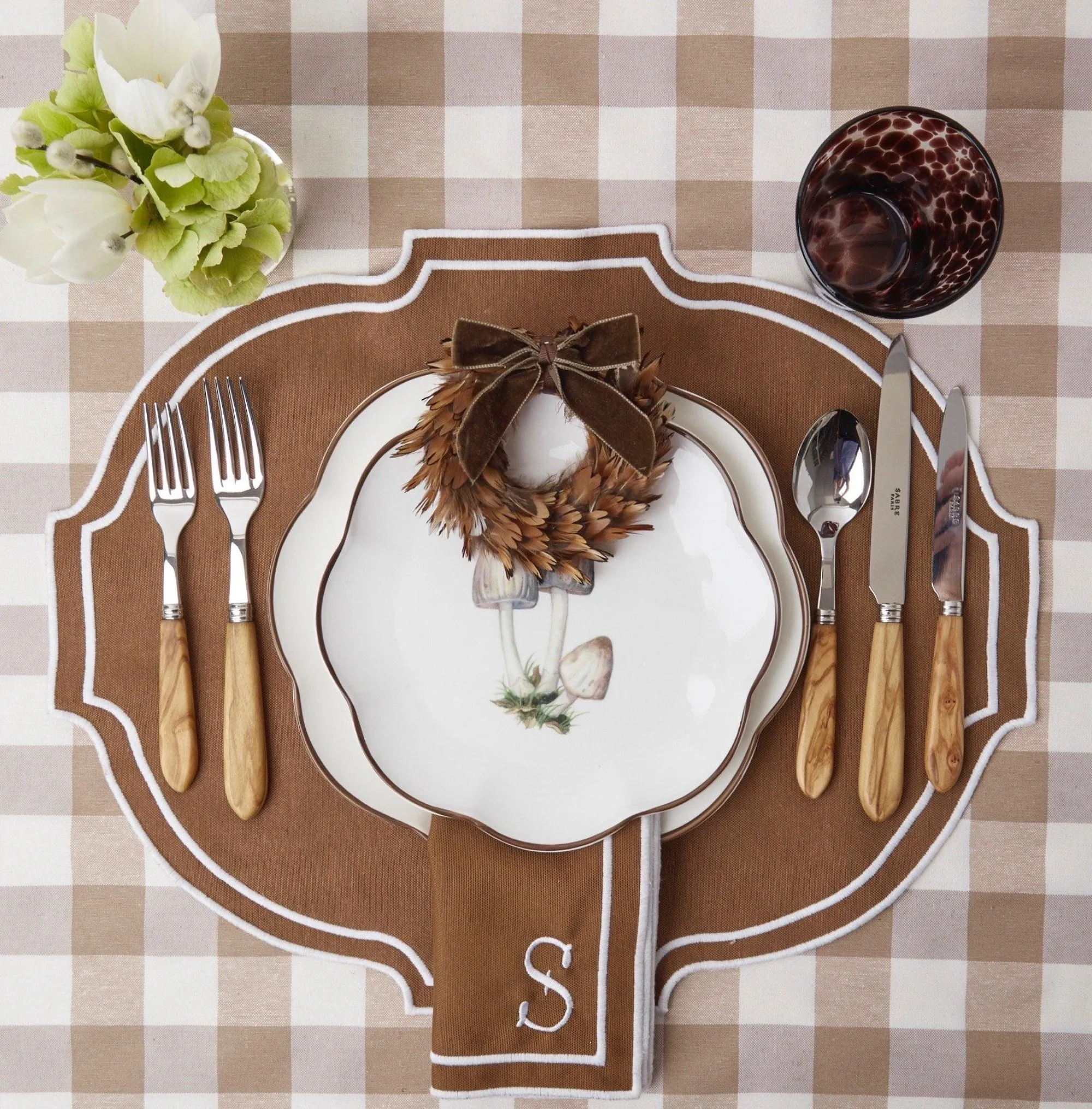 Biscuit Gingham Tablecloth|Mrs. Alice Hot