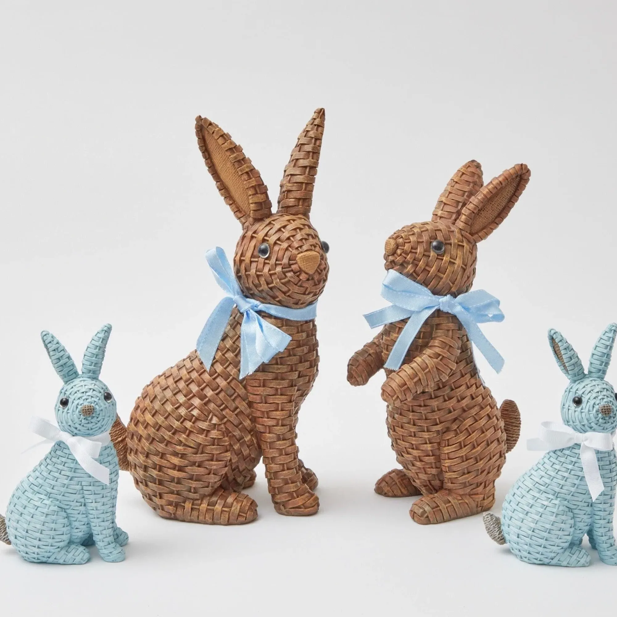 Blue & Brown Rattan Rabbit Family|Mrs. Alice Outlet