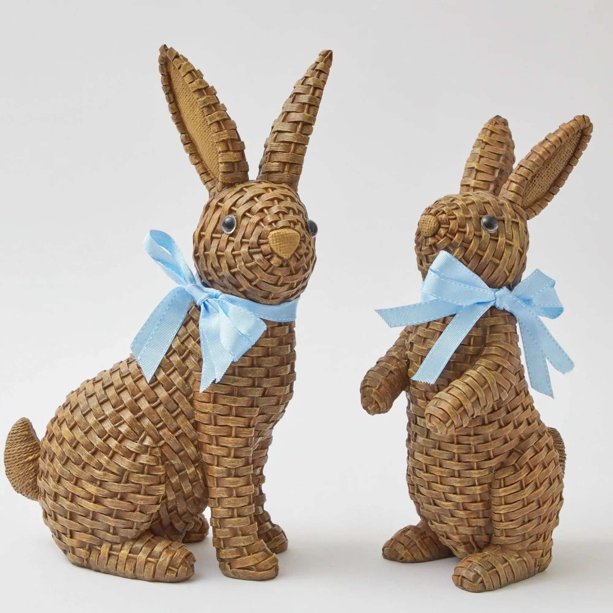 Blue & Brown Rattan Rabbit Family|Mrs. Alice Outlet