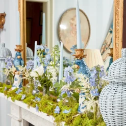 Blue & White Parrot Candle Holder (Pair)|Mrs. Alice Online