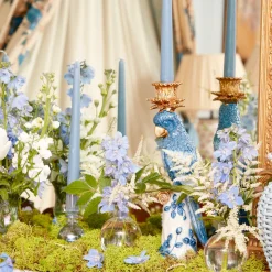 Blue & White Parrot Candle Holder (Pair)|Mrs. Alice Online