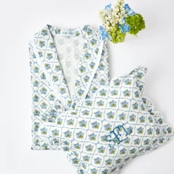 Blue Bouquet Dressing Gown|Mrs. Alice Clearance
