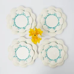 Blue Coral Dinner & Starter Plates (Set Of 8)|Mrs. Alice Clearance