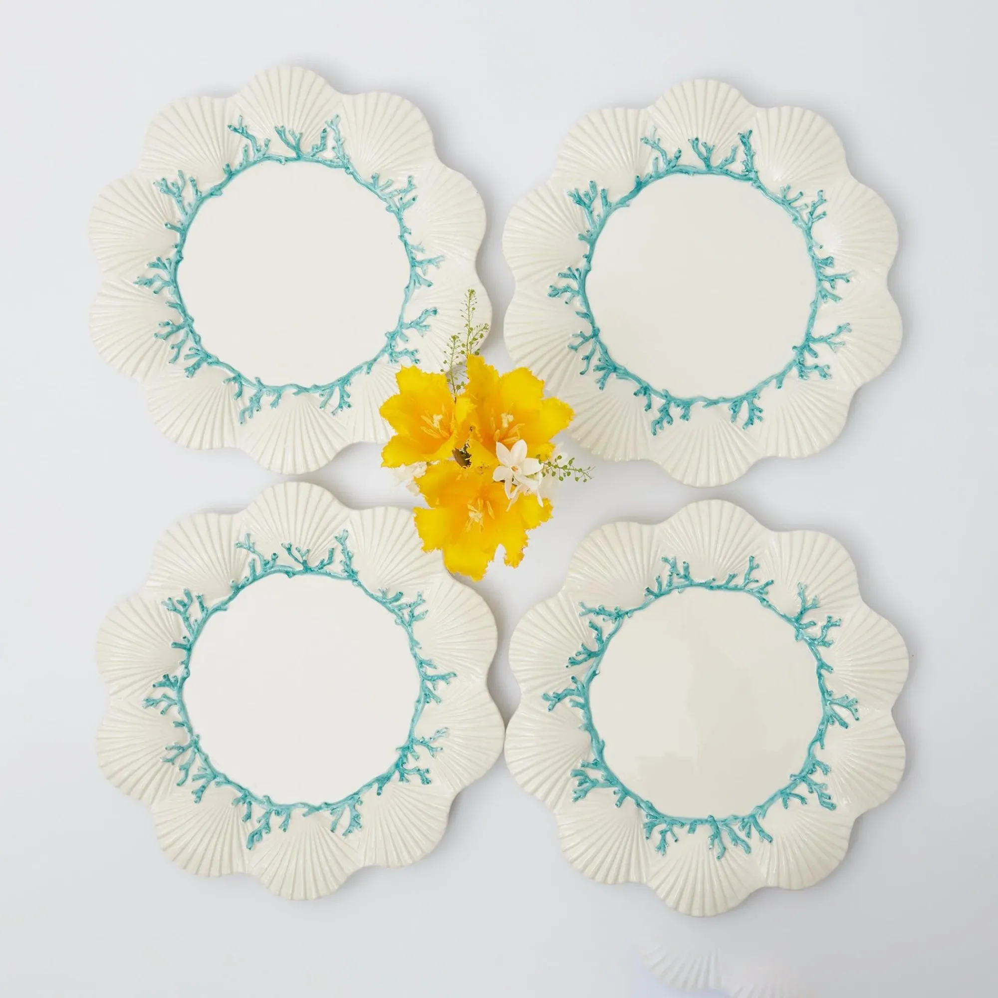 Blue Coral Dinner Plates (Set Of 4)|Mrs. Alice New