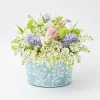 Blue Floral Tole Scalloped Planter|Mrs. Alice Best