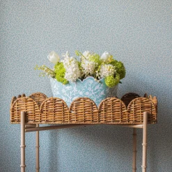 Blue Floral Tole Scalloped Planter|Mrs. Alice Best