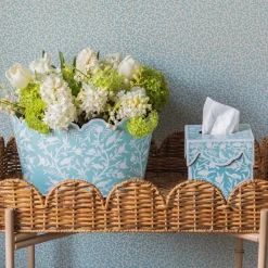 Blue Floral Tole Tissue Box|Mrs. Alice Clearance