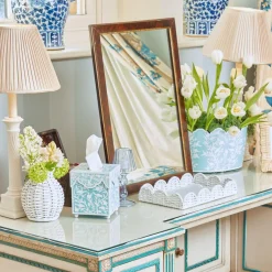 Blue Floral Tole Tissue Box|Mrs. Alice Clearance