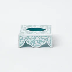 Blue Floral Tole Tissue Box|Mrs. Alice Clearance