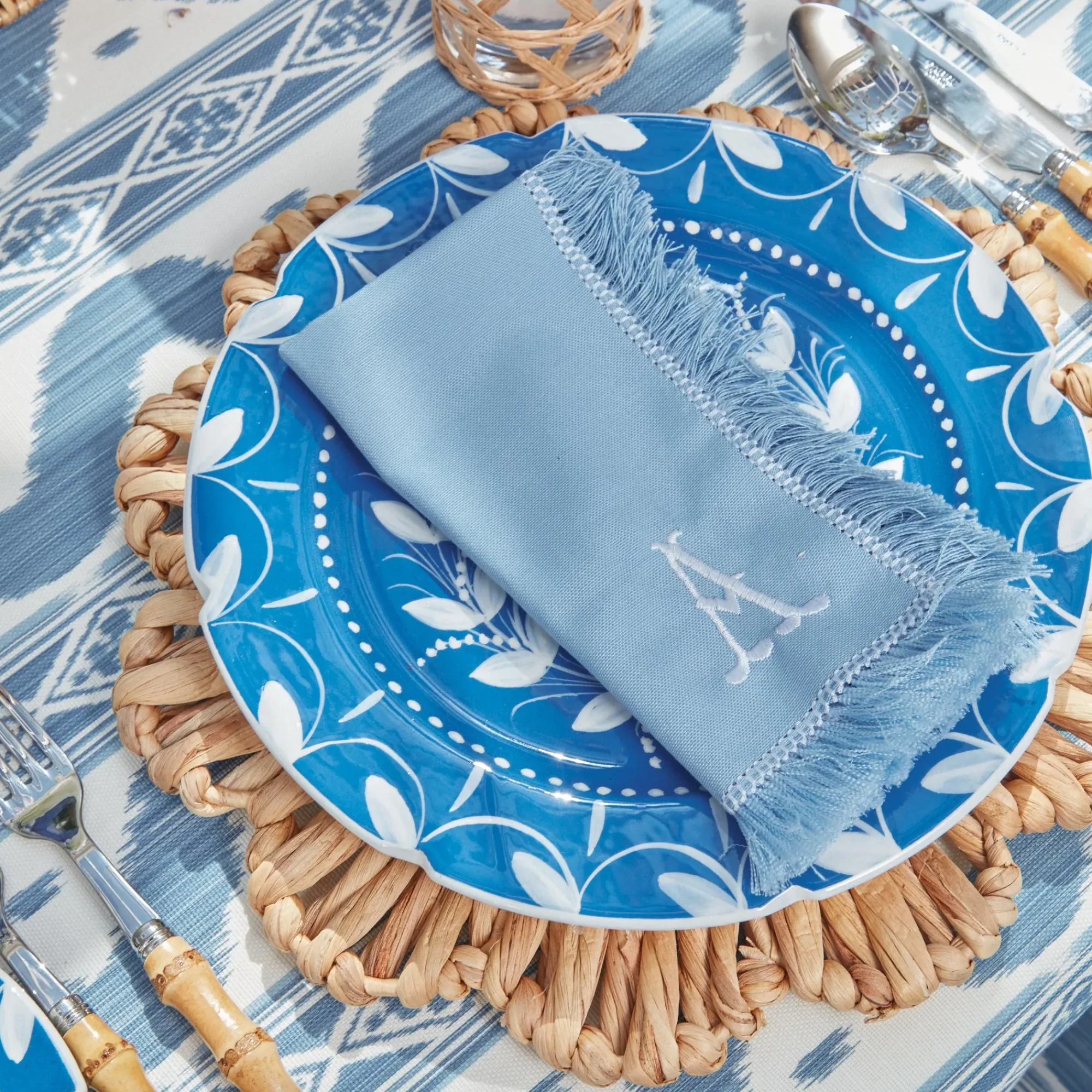 Blue Fringe Napkins (Set Of 4)|Mrs. Alice New