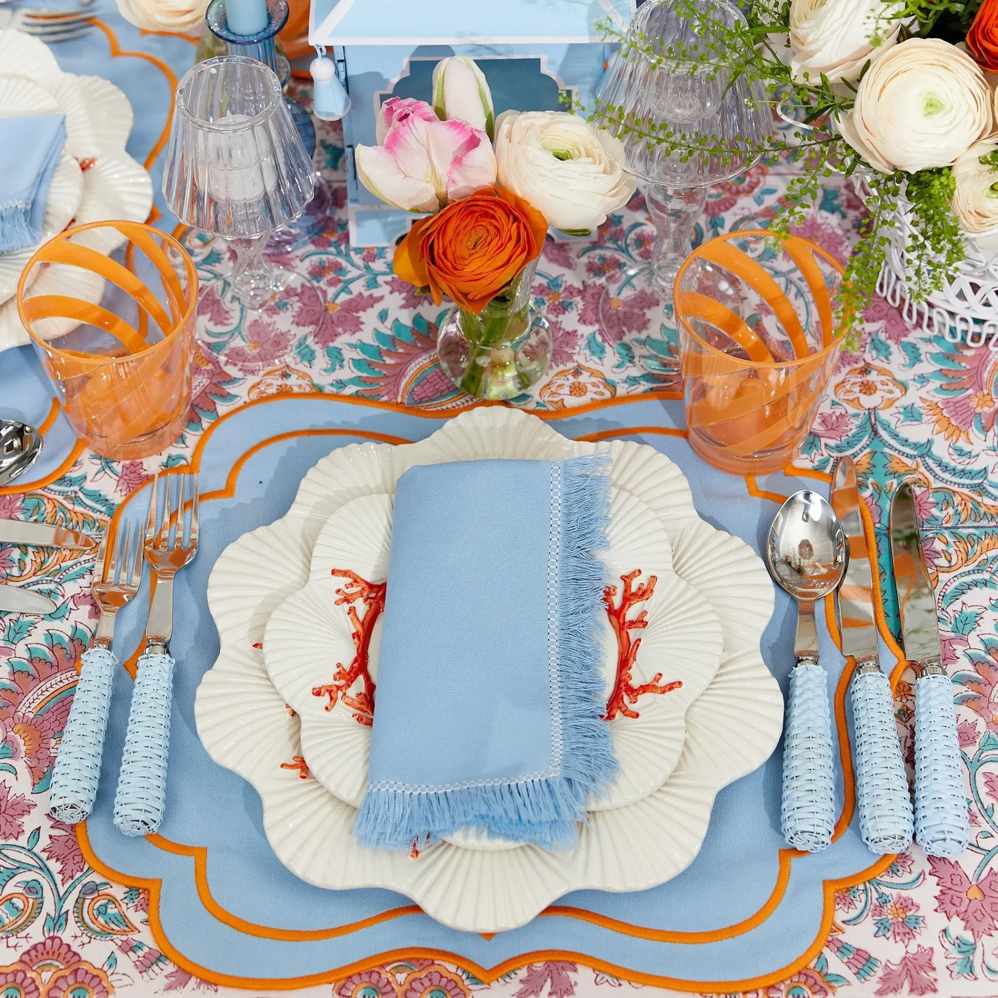 Blue Fringe Napkins (Set Of 4)|Mrs. Alice New