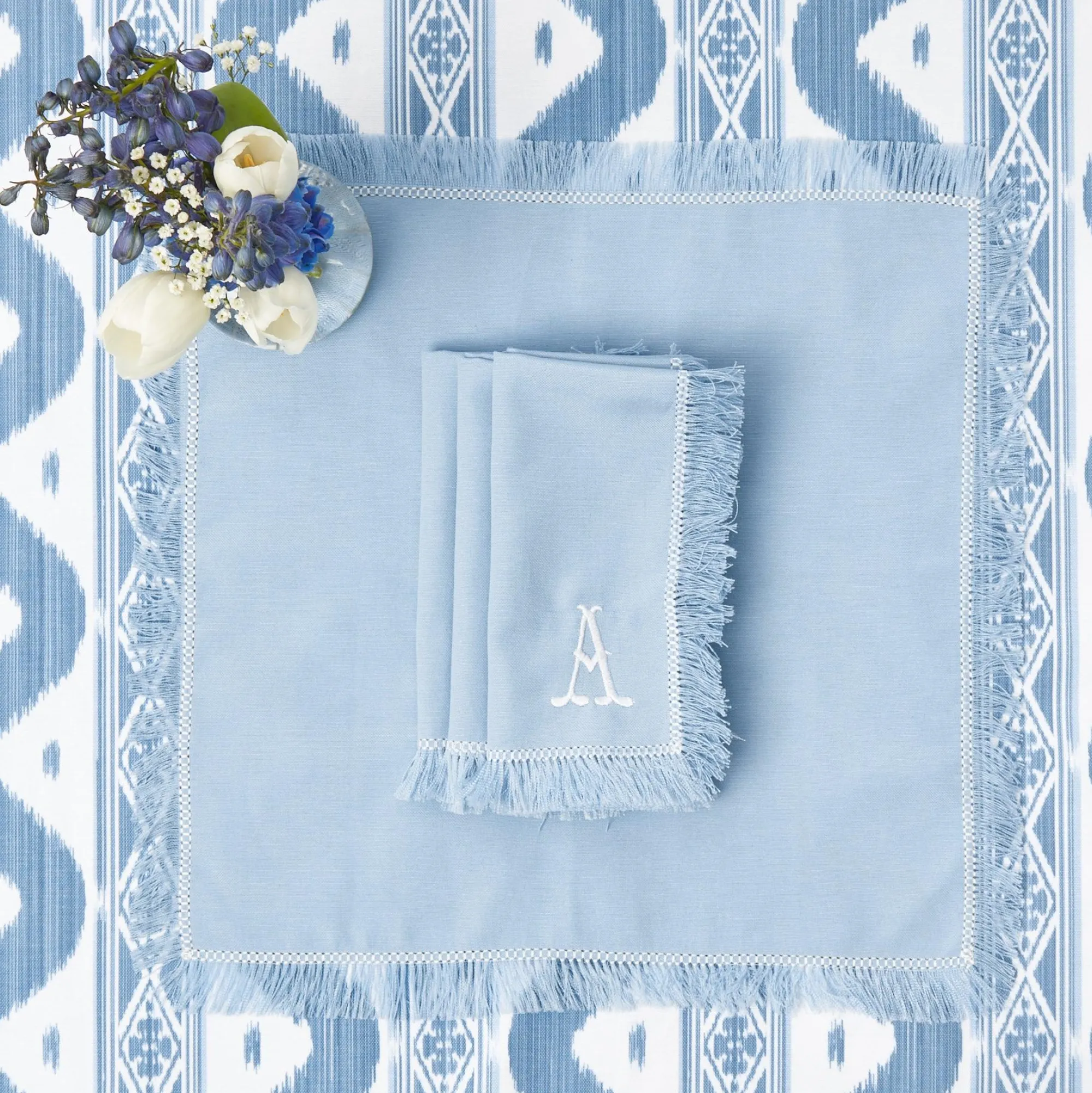 Blue Fringe Napkins (Set Of 4)|Mrs. Alice New
