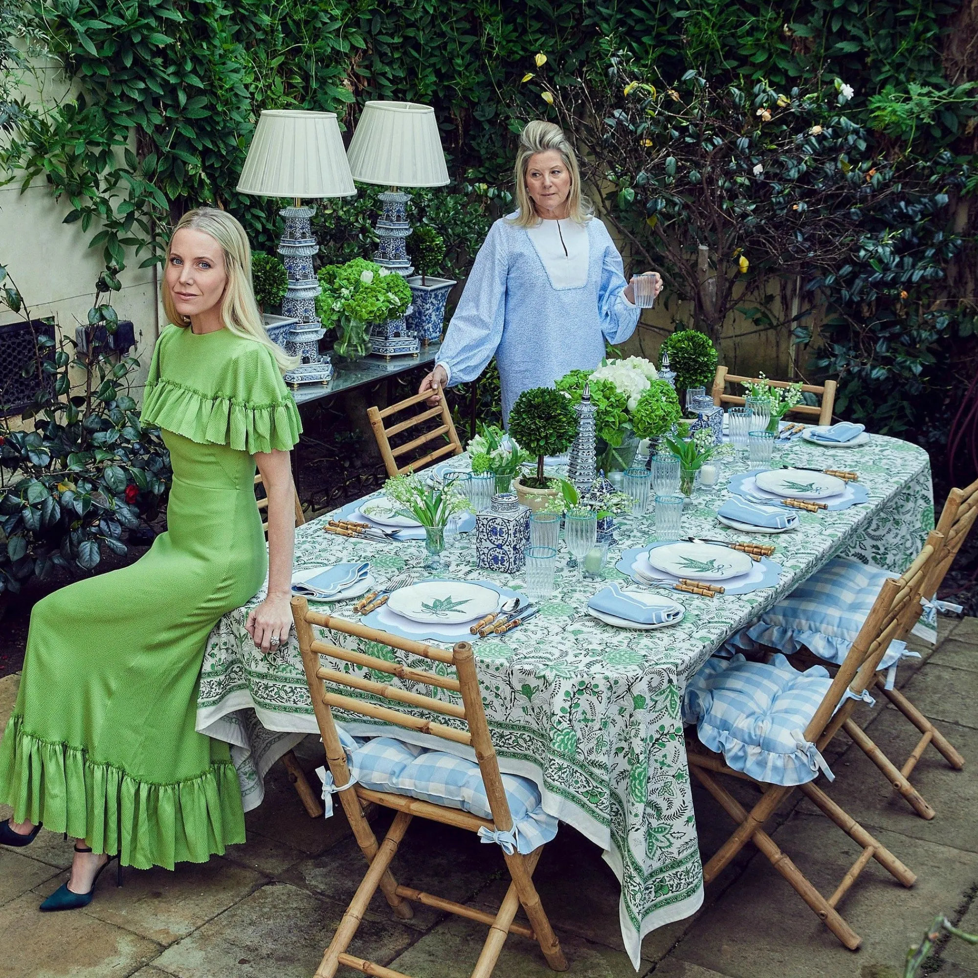 Blue Gingham Ruffle Seat Pad Cushion (Set Of 4)|Mrs. Alice Sale