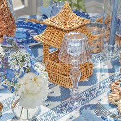 Blue Glass Lantern Tea Light Holders (Pair) - 24Cm|Mrs. Alice Online