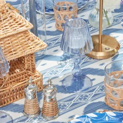 Blue Glass Lantern Tea Light Holder (Pair) - 18 Cm|Mrs. Alice Outlet