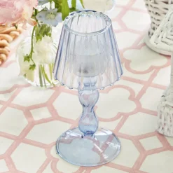 Blue Glass Lantern Tea Light Holder (Pair) - 18 Cm|Mrs. Alice Clearance