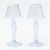 Blue Glass Lantern Tea Light Holders (Pair) - 24Cm|Mrs. Alice Clearance