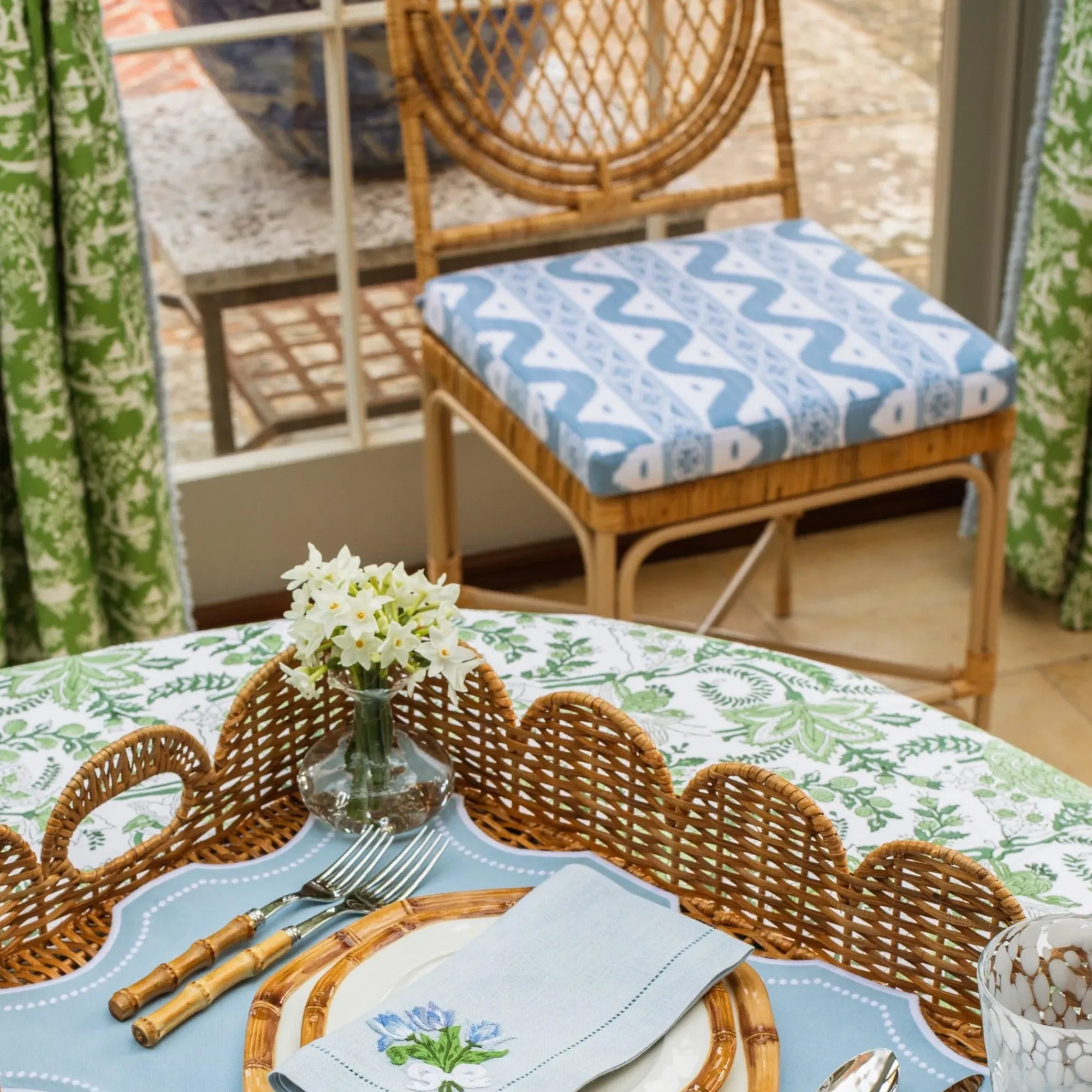 Blue Ikat Seat Pad Cushion|Mrs. Alice Discount