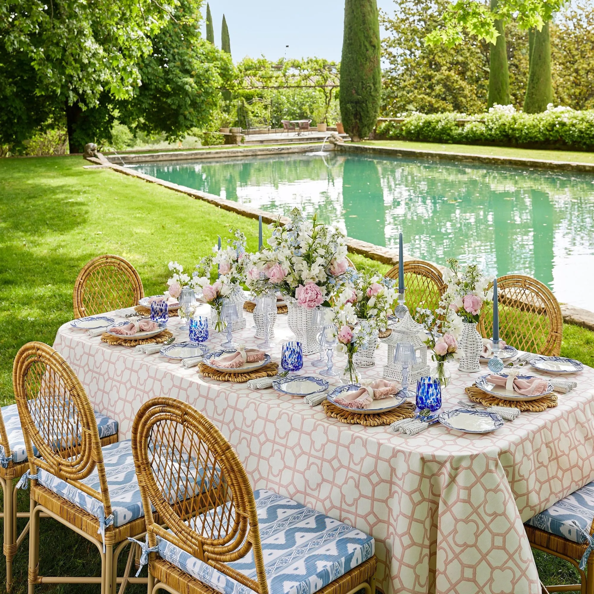 Blue Ikat Seat Pad Cushion|Mrs. Alice Discount