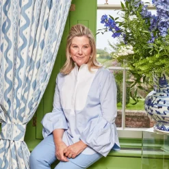 Blue Ikat Stripe Fabric|Mrs. Alice Sale