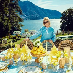 Blue Melograno & Fleur Yellow Linen Set|Mrs. Alice Clearance