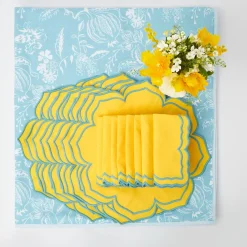 Blue Melograno & Fleur Yellow Linen Set|Mrs. Alice Clearance