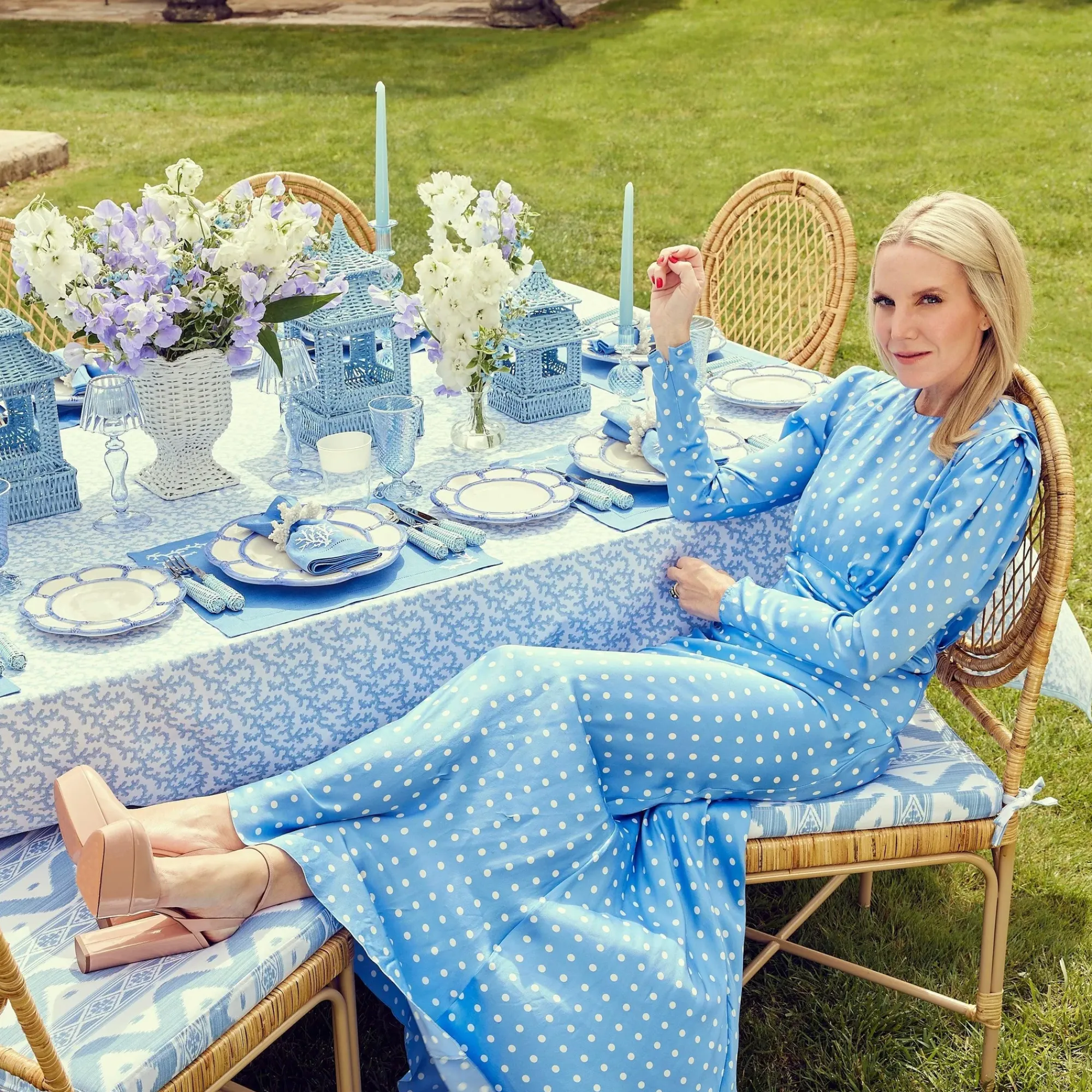 Blue Petal Bamboo Dinner & Starter Plates (Set Of 8)|Mrs. Alice Discount