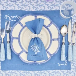 Blue Petal Bamboo Dinner & Starter Plates (Set Of 8)|Mrs. Alice Discount