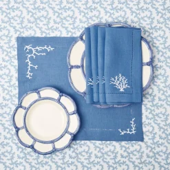 Blue Petal Bamboo Starter Plate (Set Of 4)|Mrs. Alice Best