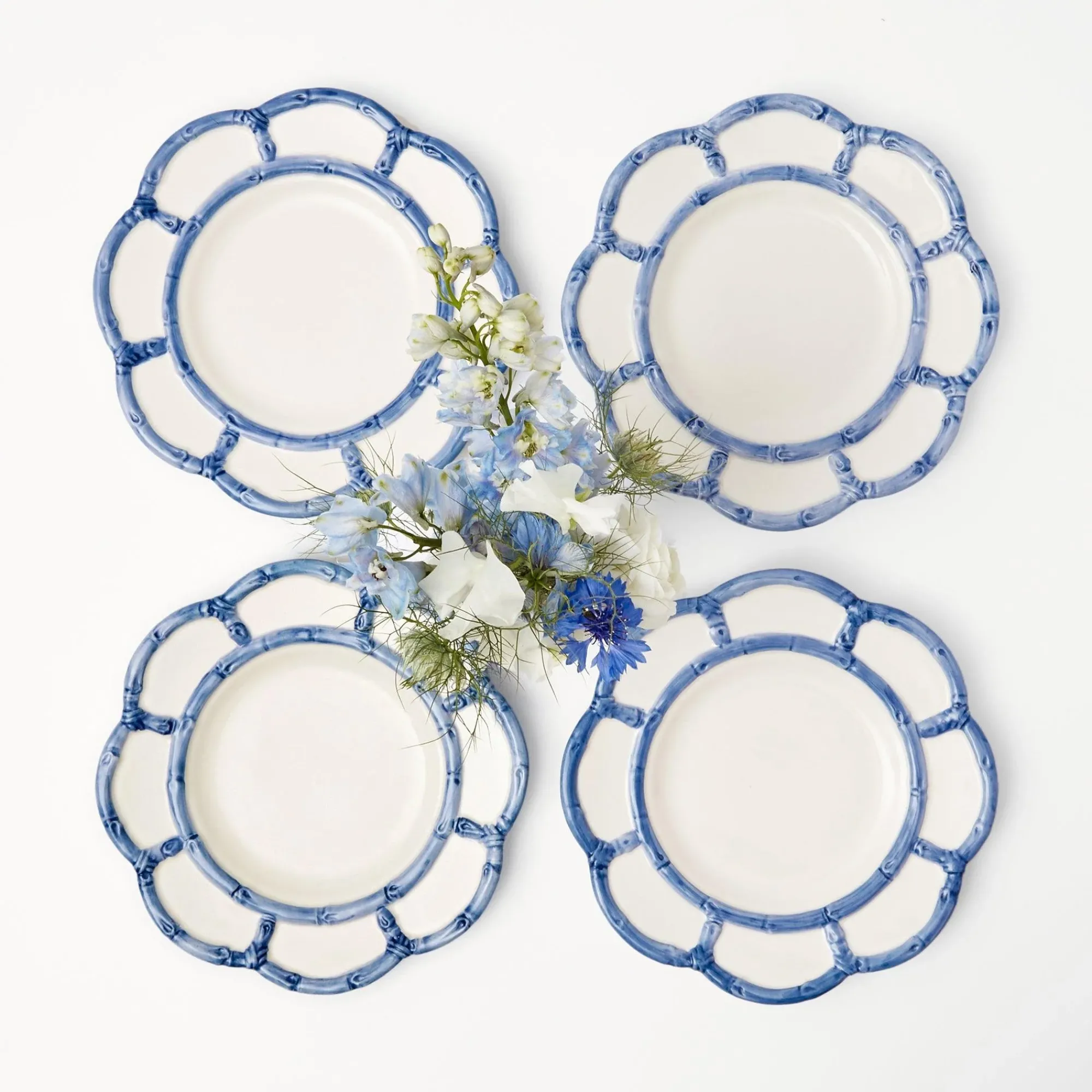 Blue Petal Bamboo Starter Plate (Set Of 4)|Mrs. Alice Outlet
