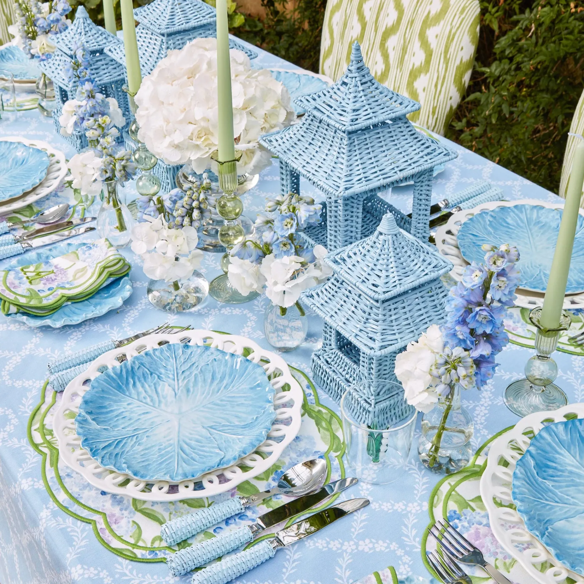 Blue Rattan Pagoda Lantern Set|Mrs. Alice