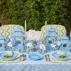 Blue Rattan Pagoda Lantern Set|Mrs. Alice