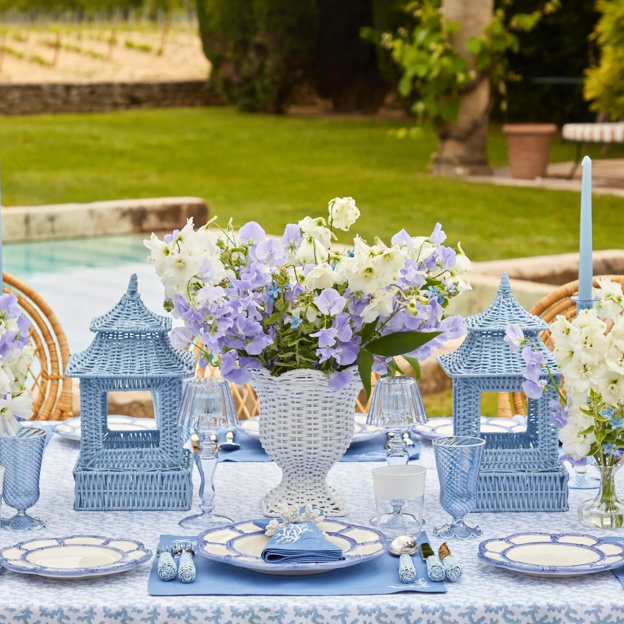 Blue Rattan Pagoda Lantern|Mrs. Alice