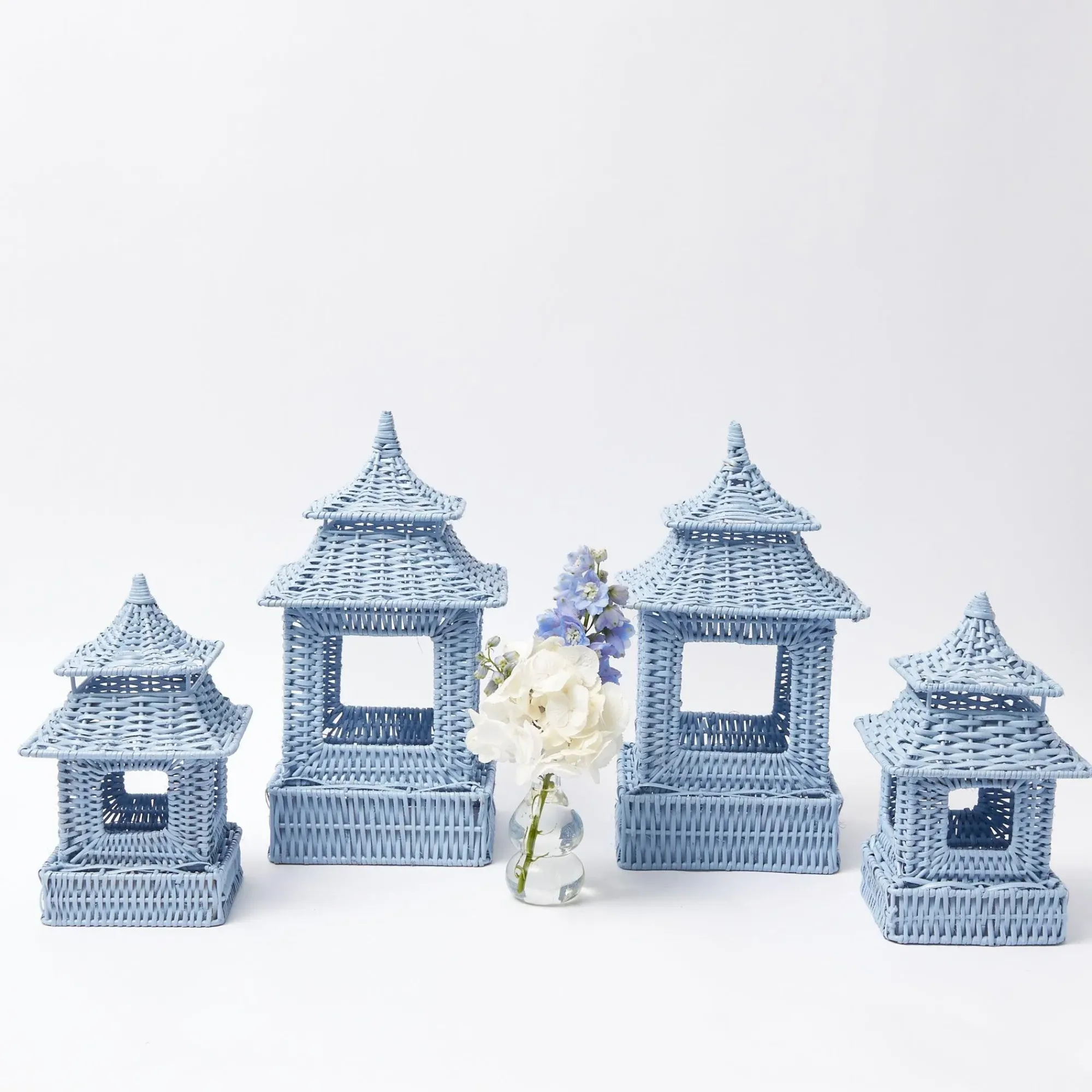 Blue Rattan Pagoda Lantern Set|Mrs. Alice Best