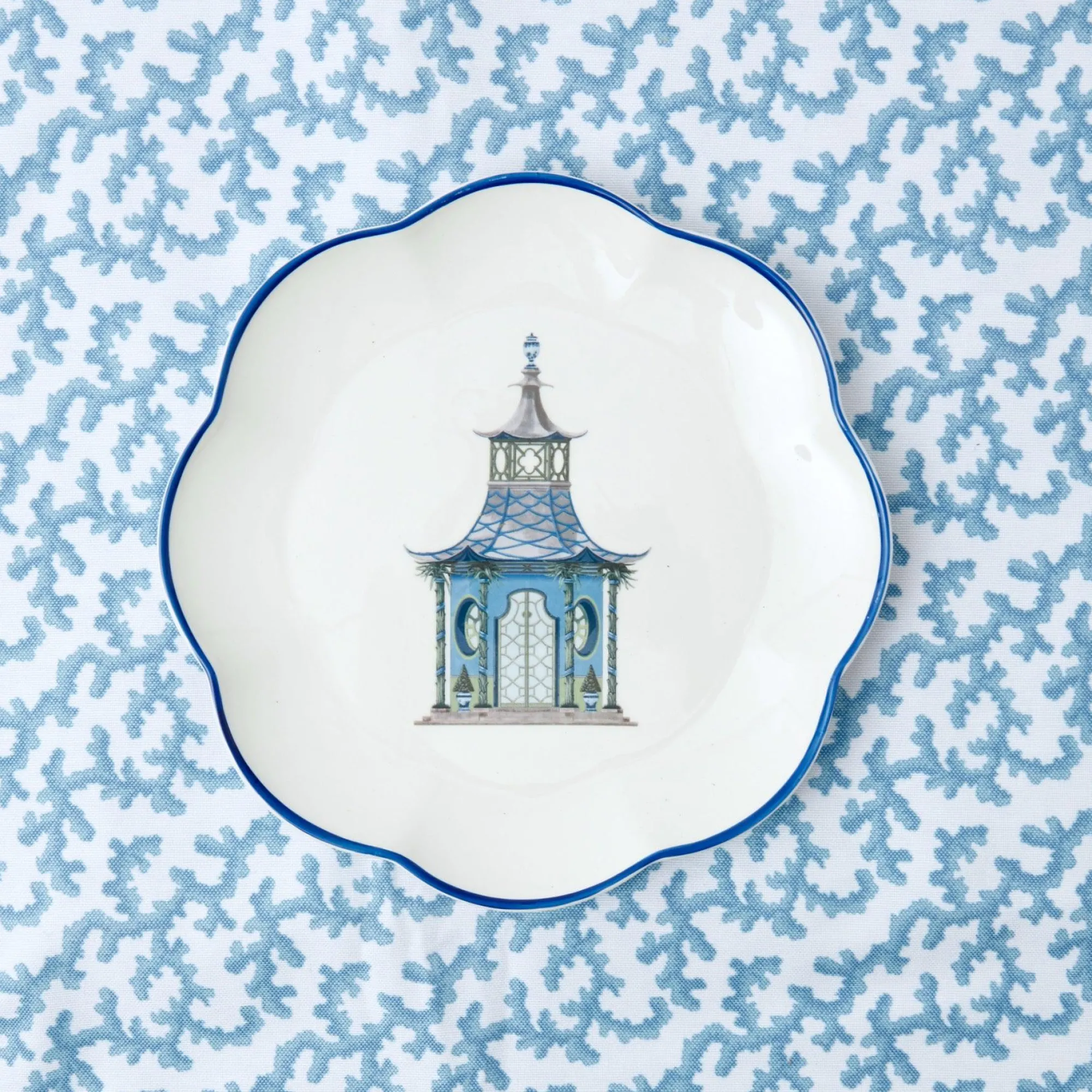 Blue Scalloped Pagoda Starter Plate|Mrs. Alice Sale