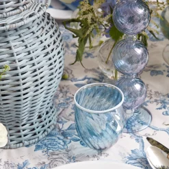 Blue Swirl Water Glasses With White Rim (Set Of 4)|Mrs. Alice Sale