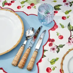 Blue Swirl Water Glasses With White Rim (Set Of 4)|Mrs. Alice Sale