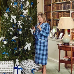 Blue Tartan Frilled Dressing Gown|Mrs. Alice Best