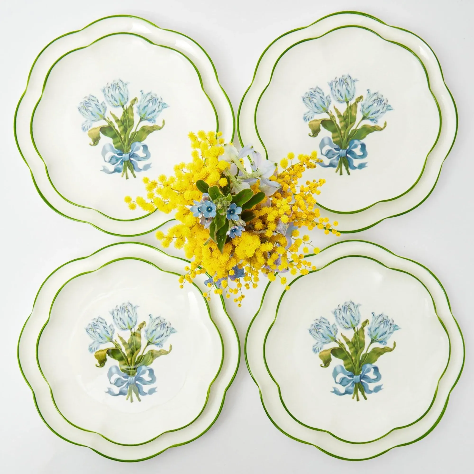 Blue Tulip Dinner & Starter Plates (Set Of 8)|Mrs. Alice Sale