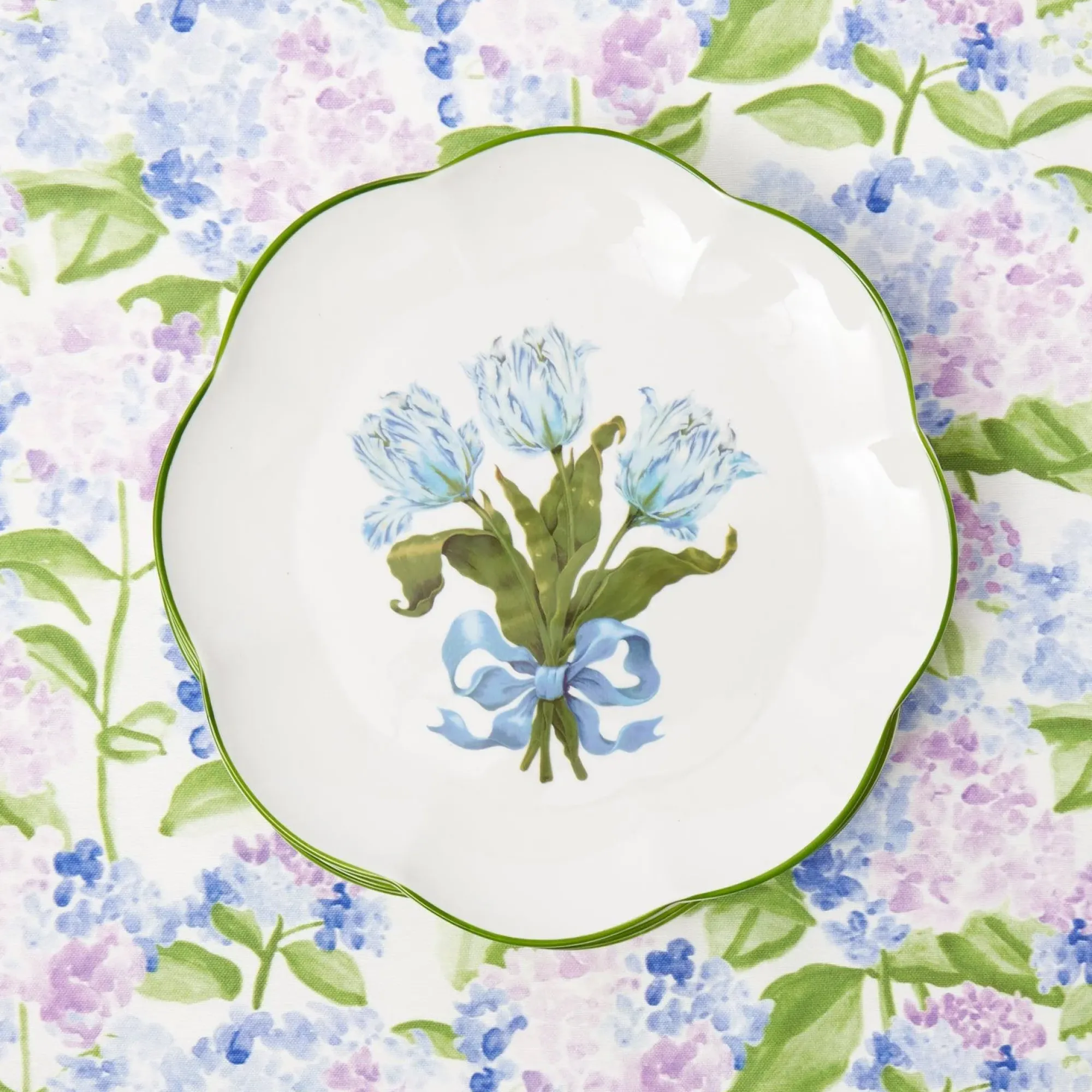 Blue Tulip Dinner & Starter Plates (Set Of 8)|Mrs. Alice Sale