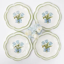 Blue Tulip Dinner & Starter Plates (Set Of 8)|Mrs. Alice New
