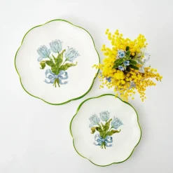 Blue Tulip Dinner & Starter Plates (Set Of 8)|Mrs. Alice Best