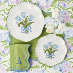 Blue Tulip Dinner & Starter Plates (Set Of 8)|Mrs. Alice Best