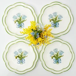 Blue Tulip Dinner & Starter Plates (Set Of 8)|Mrs. Alice Best