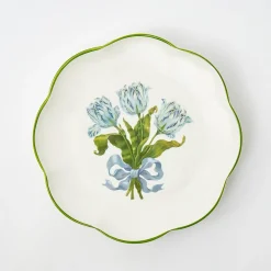 Blue Tulip Dinner & Starter Plates (Set Of 8)|Mrs. Alice Best
