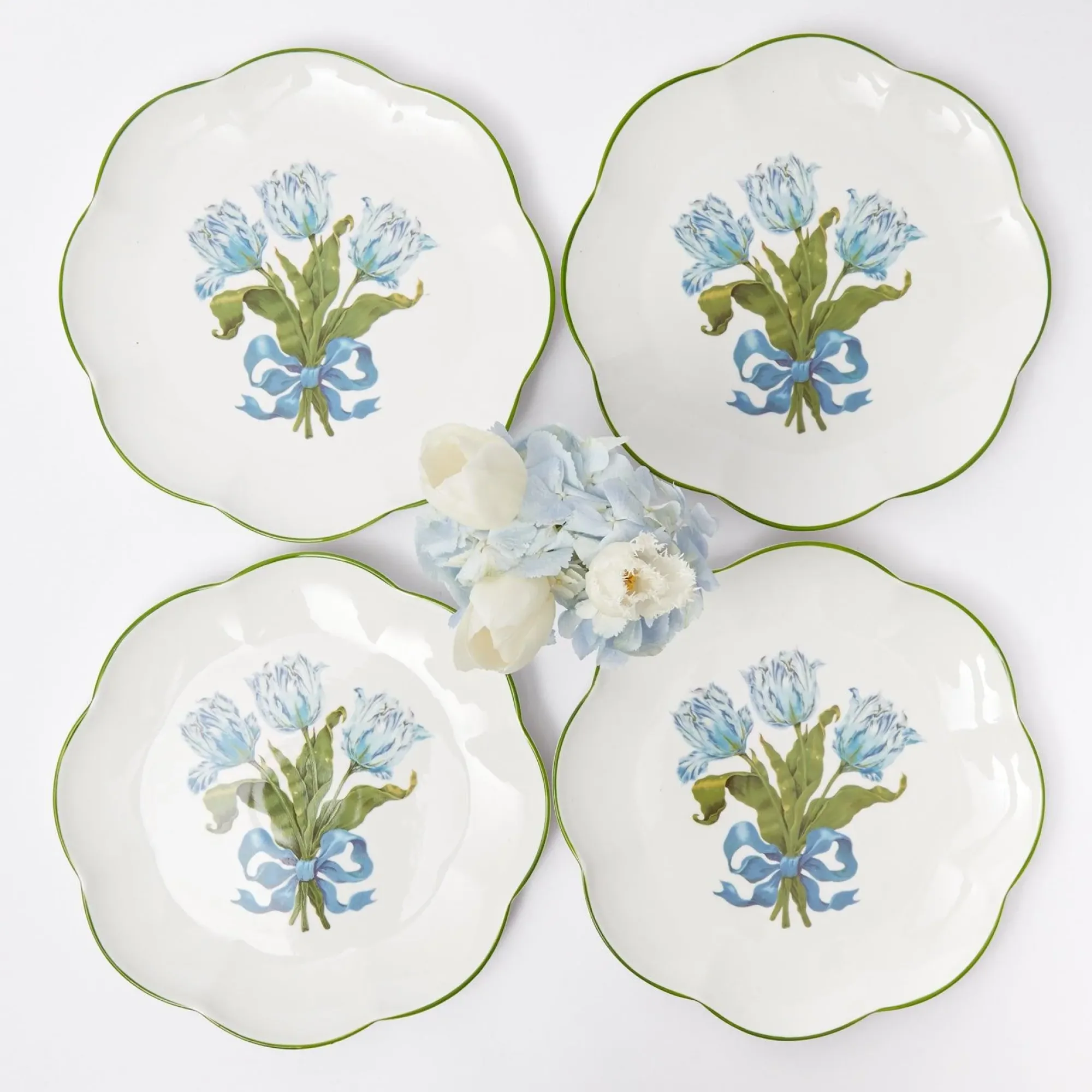 Blue Tulip Dinner Plates (Set Of 4)|Mrs. Alice Best